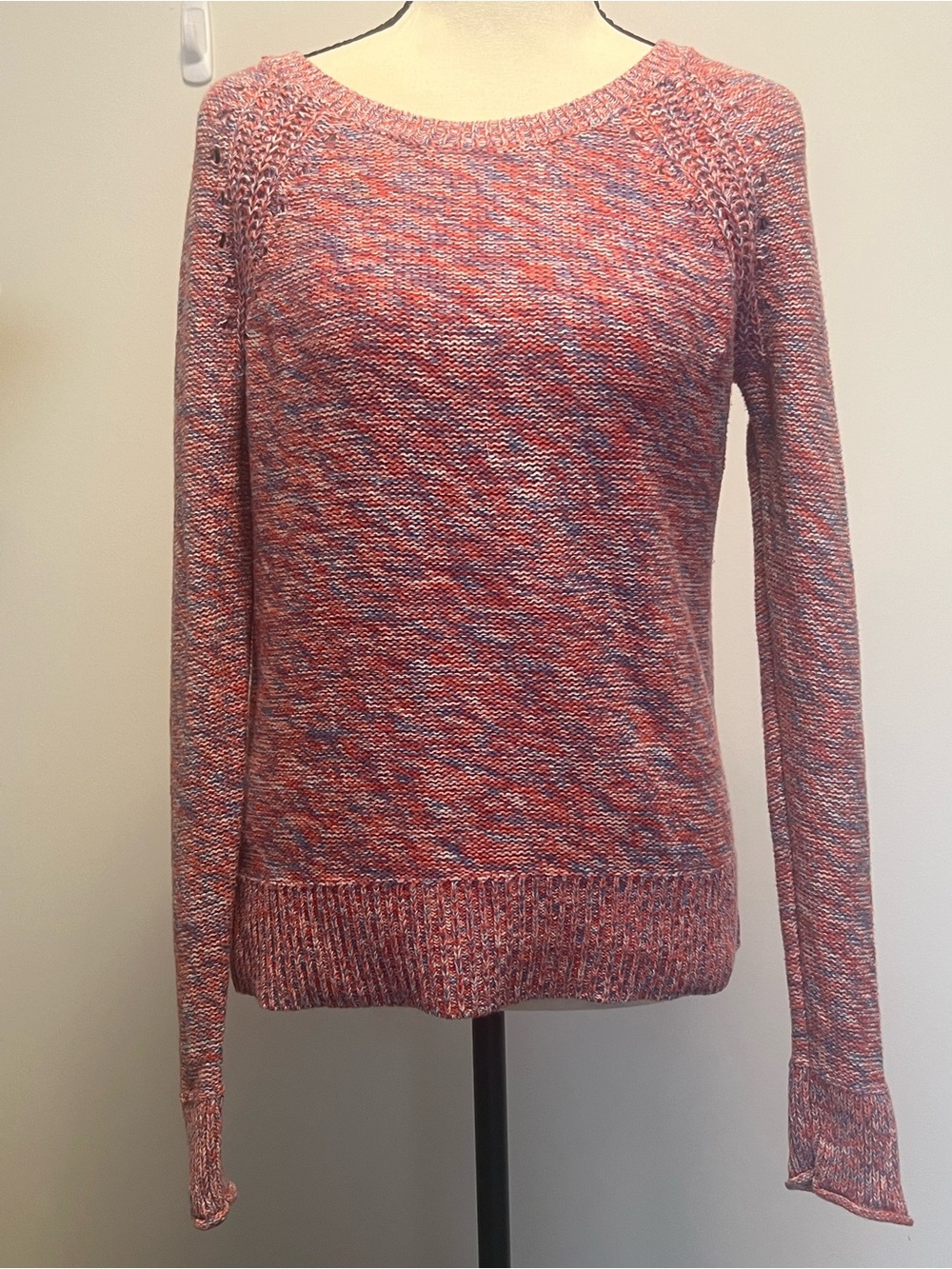 GAP Marled Red-Blue Scoop Neck Sweater
